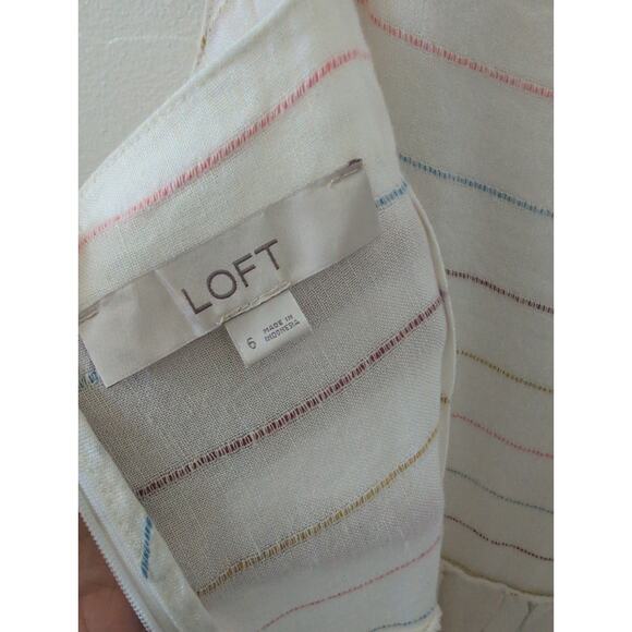 Loft White Multicolor Striped Maxi Dress - Size 6 - Picture 4 of 5